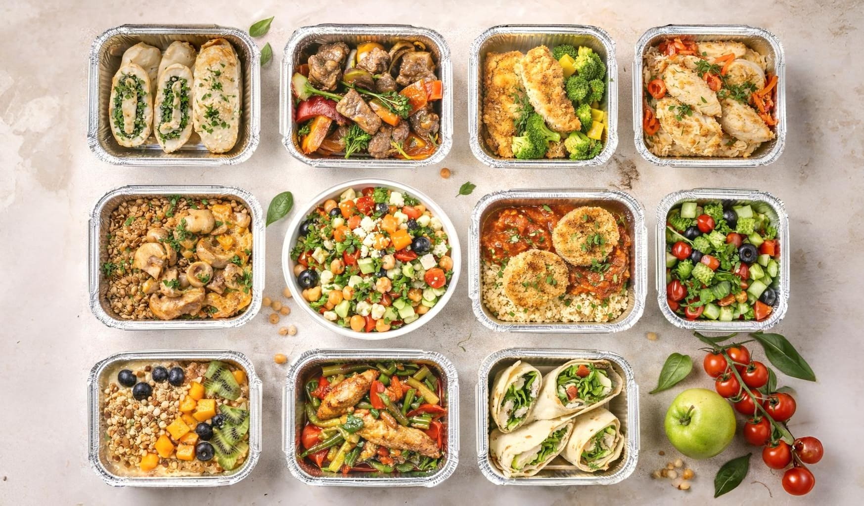 Готовая еда для похудения с доставкой: сбалансированные блюда в контейнерах, включая курицу, рыбу и овощи