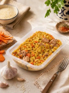 Плов с курицей, барбарисом и зирой, готовое блюдо для сбалансированного питания