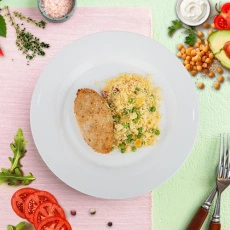 Рыбная зраза и кус-кус с овощами