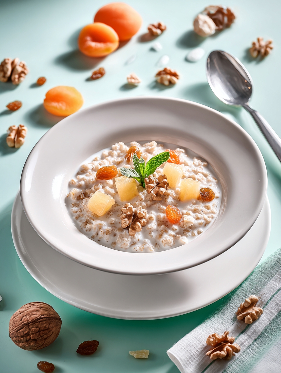 Каша пшеничная с орехами, курагой и ананасом для правильного питания это норма